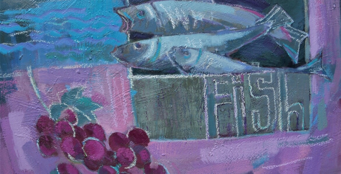 Fish Box (32x51cm) acrylic/mixed media