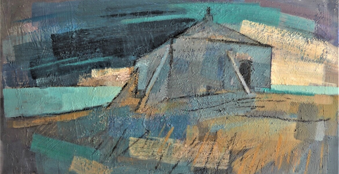 Purbeck Chapel, St Aldhelm's Head (38x94cm) acrylic/mixed media